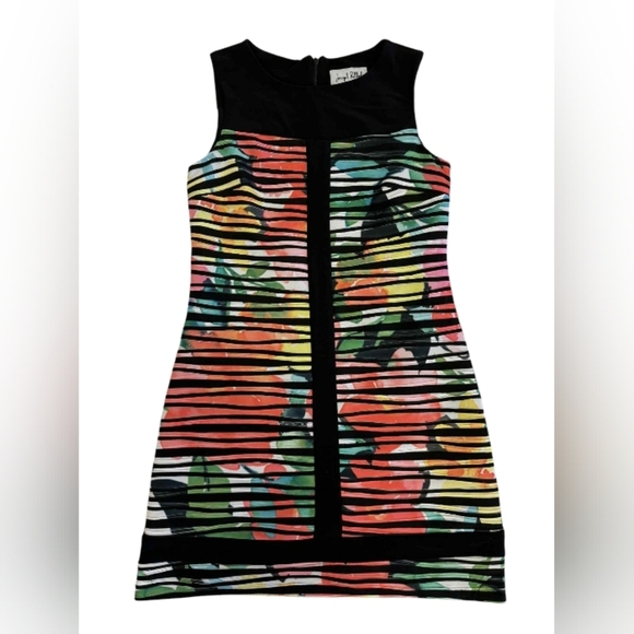 Joseph Ribkoff Mini Sleeveless Dress Floral Black/Multi Colour Size 4 EUC - Picture 5 of 8